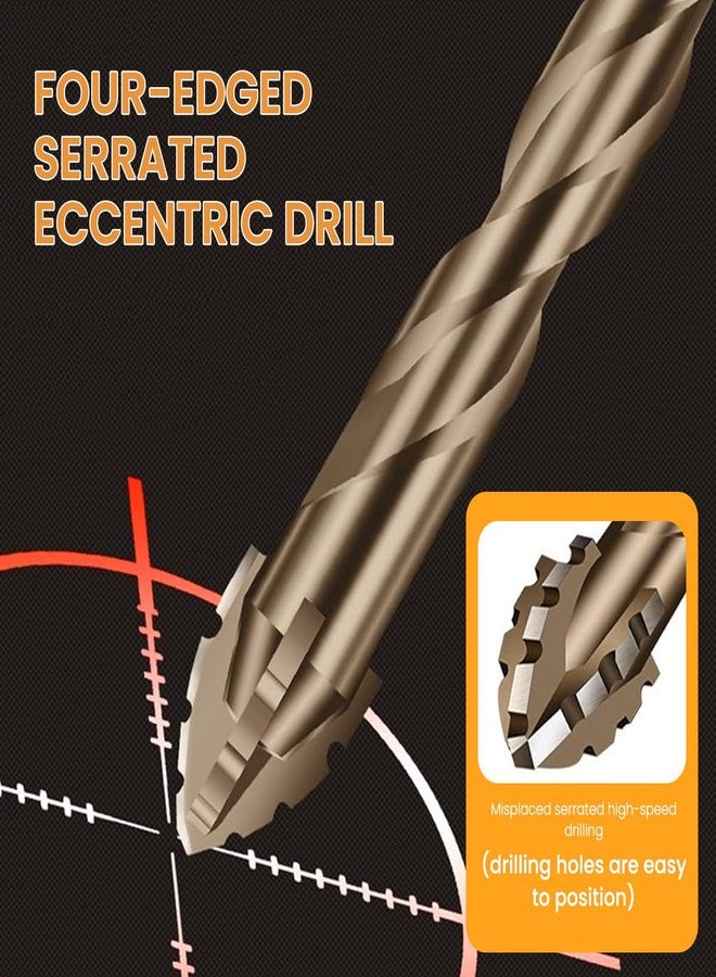 Serplex® 7Pcs Alloy Steel Carbide Drill Bits for Ceramic Tiles, Ceramic, Glass Marble Concrete 3/4/5/6/8/10/12mm High Impact 4-Edge Sawtooth Power Drill Bits Hex Shank Hole Opener Bit - Image 2